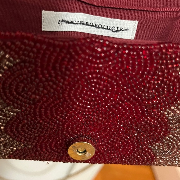 Anthropologie Beaded Petal Clutch Shoulder Bag NWT